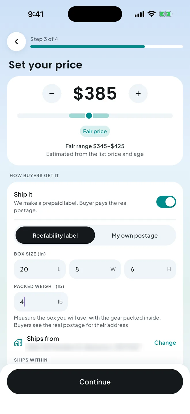Setting a price with the fair price range
